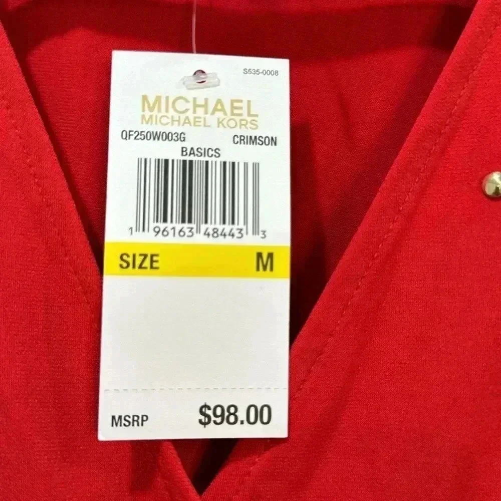 Michael Kors Gold Rhinestone V-Neck Long Sleeve Wrap Top - Size M